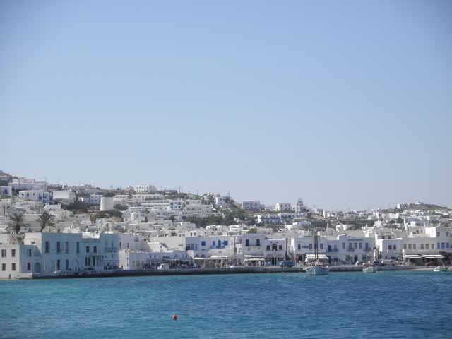 "A view from the harbor in Mykonos"