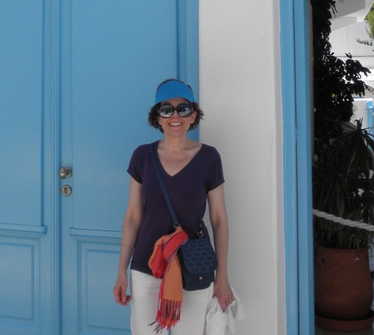"Anita Finlay in Mykonos (doing her best imitation of a bee)