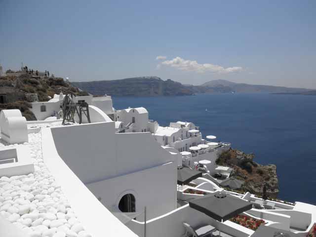 "First sight of Santorini upon arrival"