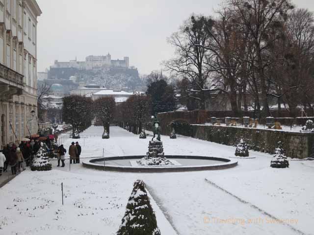 "Hohensalzburg Fortress in thedistance from Mirabell Gardens"