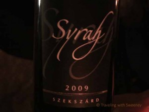 "Label on János Németh Syrah at Faust Wine Cellar , Budapest"