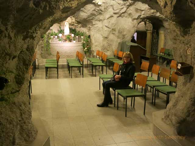 "Sitting inside Rock Church in the Buda Hills of Budapest"
