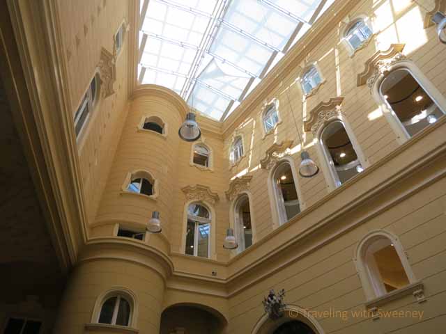 "Unusual atrium in Metropolitan Ervin Szabó Library, Budapest"