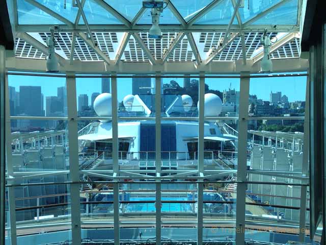 "Inside the Celebrity Solstice looking out at pool deck"