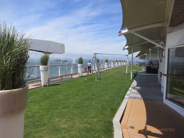 "Expanse of lawn on top deck of Celebrity Solstice cruise ship"