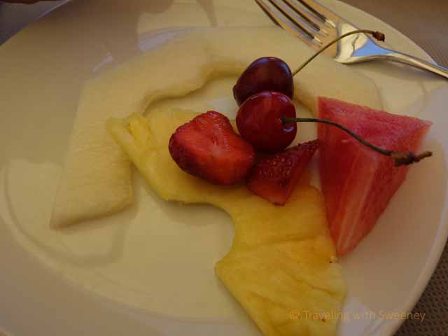 "Fresh fruit for dessert at Balnearea Beach ristorante, Otranto"