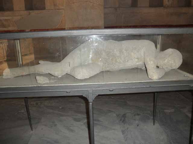 "The ash-covered body of a a victim in Popeii"