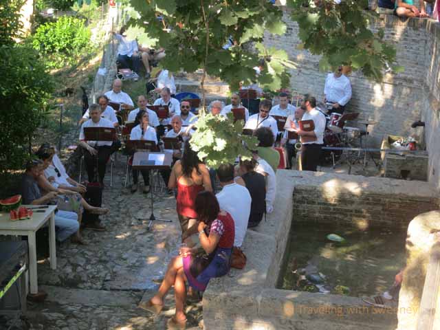"Band playing at festival and church fundraiser in Verucchio, Italy"