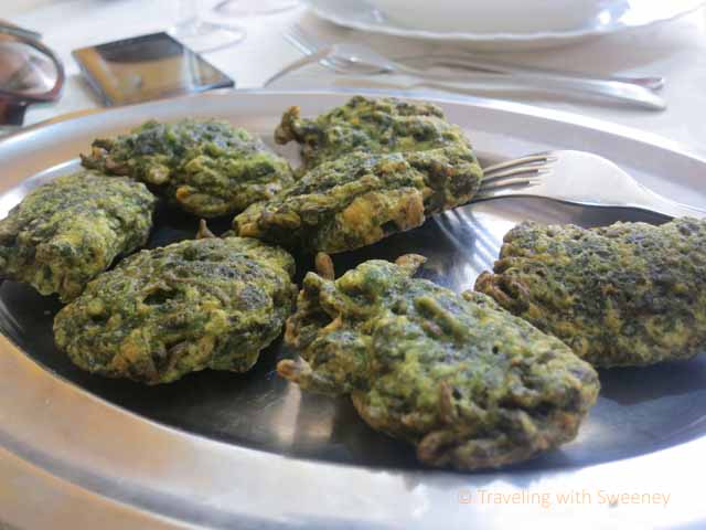 "Spinach and porcini fritters"