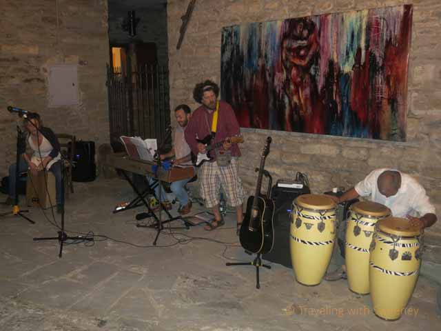 "Band playing in the street at Portico in Arte in Portico di Romagna, Italy"