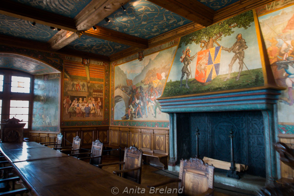 "Painted walls inside Gruyères Castle"