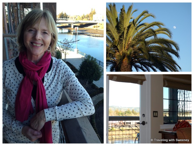 "Plaza Deluxe room balcony and views at Napa River Inn"