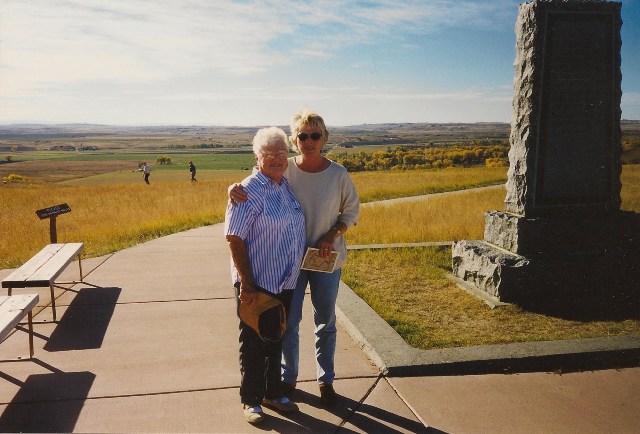 Cathy Sweeney and her mom at the Little Bighorn, Montana