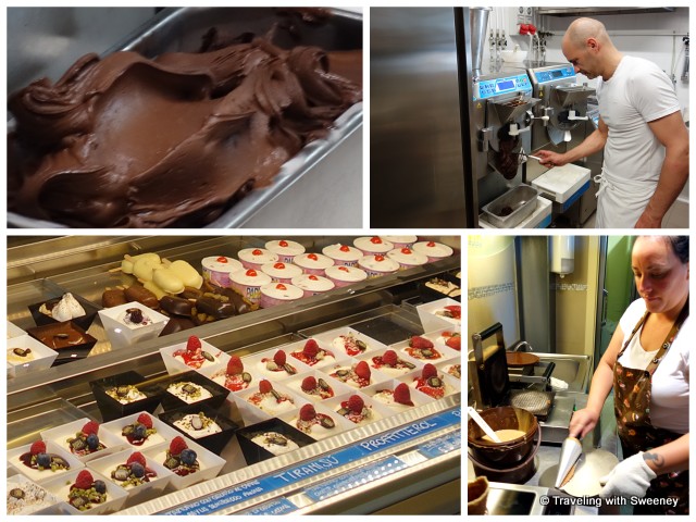 Freshly-made chocolate gelato, cones and specialty desserts at Pappagrappa