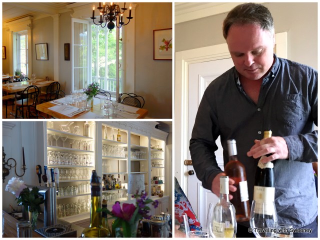 Lovely and welcoming interior of Côté Est; Steven describing wine selections 