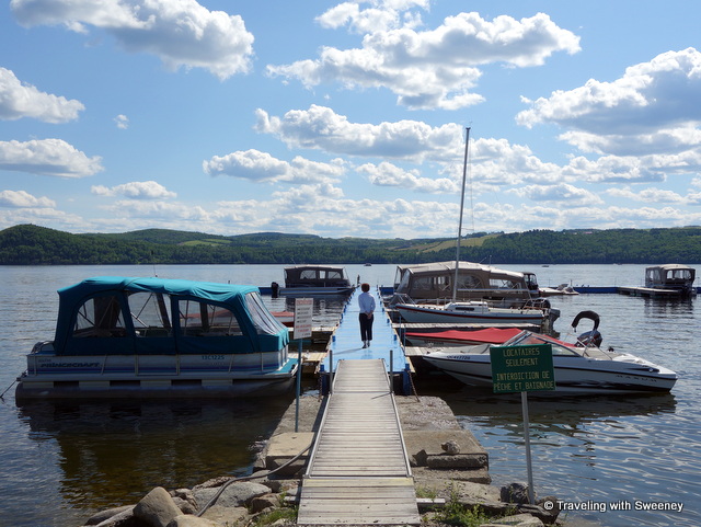 Boats at the dock of Saint-Juste-du-Lac on Lac-Témiscouata