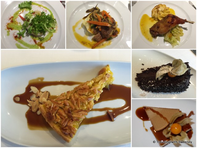 A selection of beautifully-presented and delicious entrees and desserts aboard the Viking Hemming